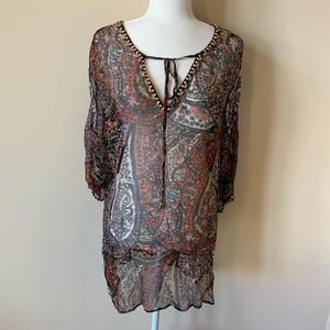 Joie a la plage 100% silk paisley print top #1605